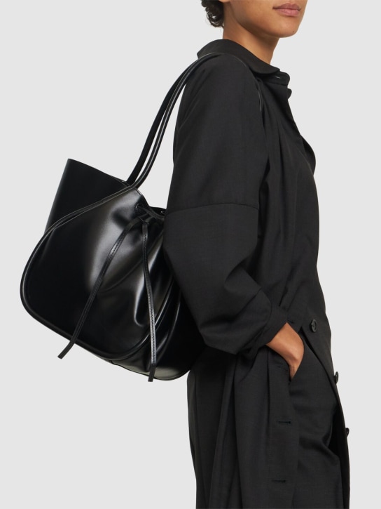 Proenza Schouler: Large Ruched soft leather tote bag - Black - women_1 | Luisa Via Roma