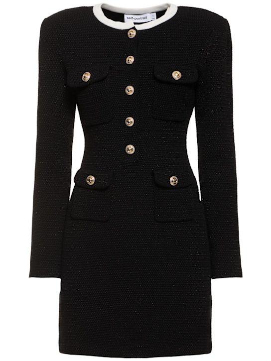 Self-portrait: Knit mini dress - Black - women_0 | Luisa Via Roma