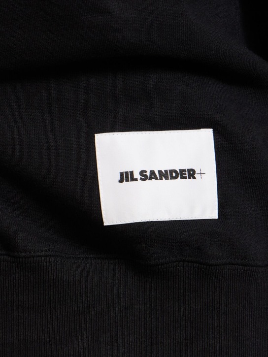 Jil Sander: Compact コットンスウェットフーディー - ブラック - men_1 | Luisa Via Roma