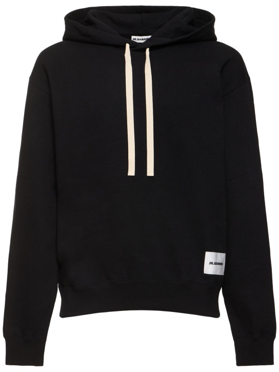 Jil Sander: Compact cotton sweatshirt hoodie - Black - men_0 | Luisa Via Roma