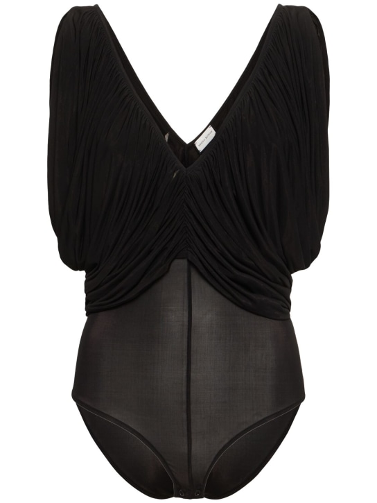 Magda Butrym: Draped jersey bodysuit - Black - women_0 | Luisa Via Roma