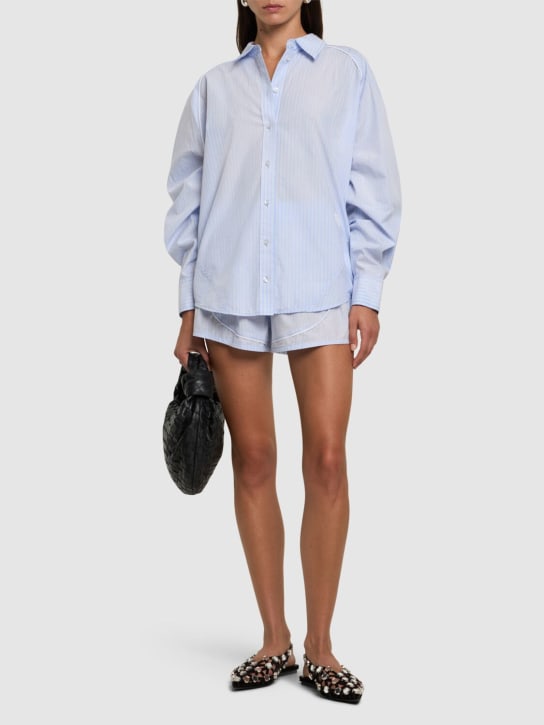 Alexander Wang: Oversized button cotton poplin shirt - Light Blue Stripe - women_1 | Luisa Via Roma
