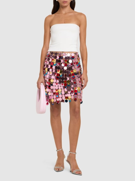 Rabanne: Round sequined mesh mini skirt - women_1 | Luisa Via Roma