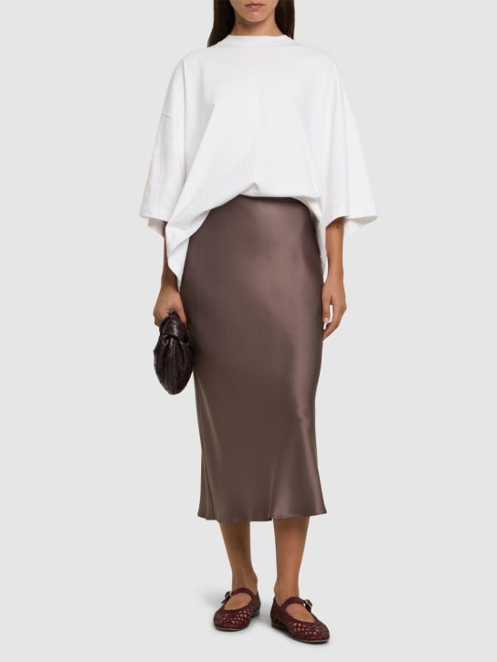 ANINE BING: Bar silk satin midi skirt - Kahverengi - women_1 | Luisa Via Roma