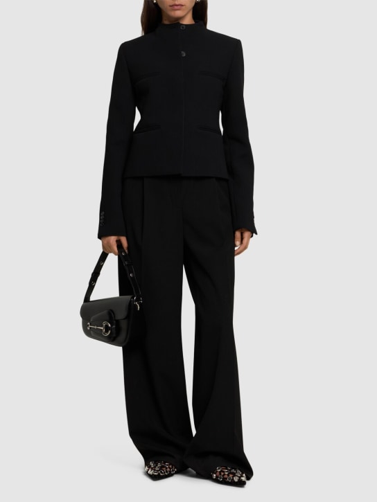 Courreges: Giacca sartoriale Officer Heritage in crepe - Nero - women_1 | Luisa Via Roma