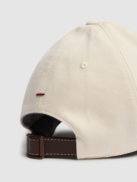 Brunello Cucinelli: Cotton gabardine logo baseball hat - men_3 | Luisa Via Roma