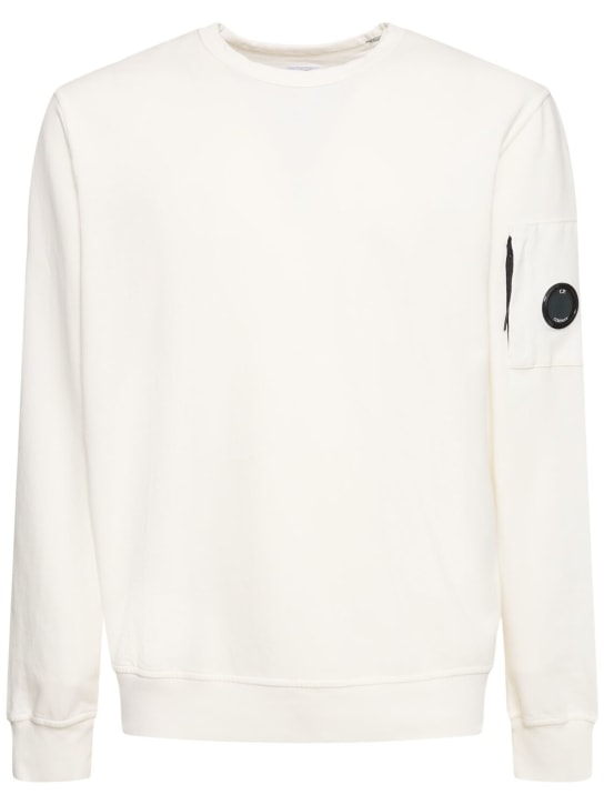 C.P. Company: Sweat-shirt en polaire légère à col ras-du-cou - Gauze White - men_0 | Luisa Via Roma