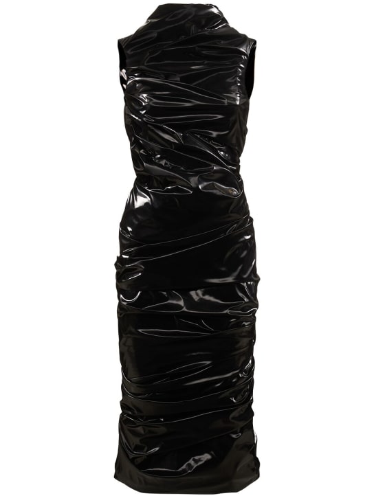 Alexander McQueen: Laminated stretch jersey dress - Black - women_0 | Luisa Via Roma