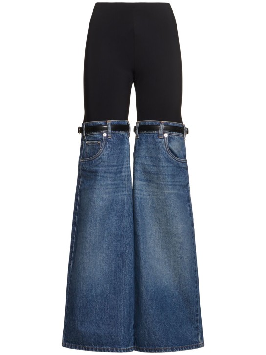 Coperni: Hybrid high rise pants - Blue/Black - women_0 | Luisa Via Roma