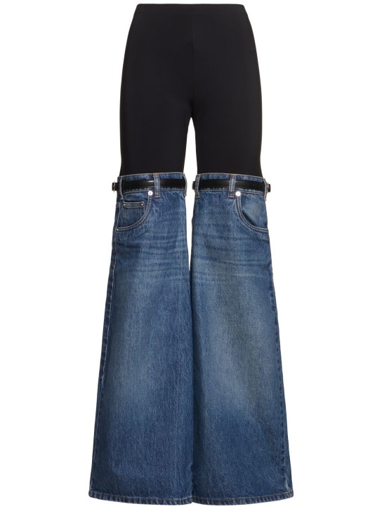 Coperni: Pantalon hybride taille haute - Bleu/Noir - women_0 | Luisa Via Roma