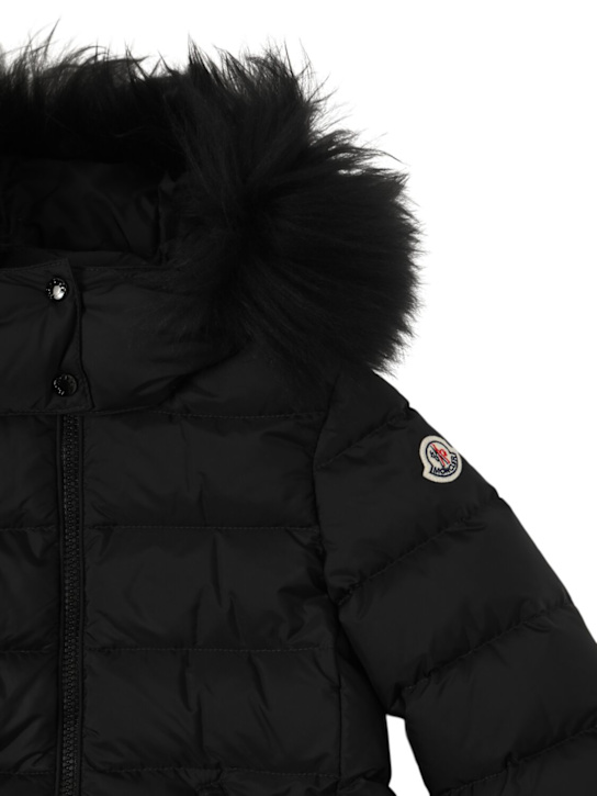 Moncler: Abelle long nylon down jacket - kids-girls_1 | Luisa Via Roma