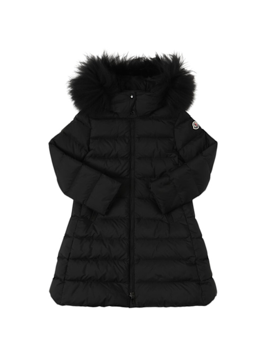 Moncler: Abelle long nylon down jacket - kids-girls_0 | Luisa Via Roma