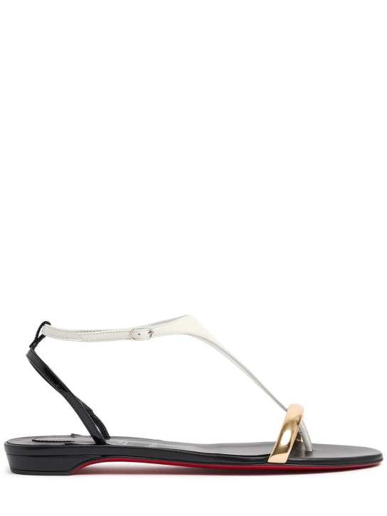 Christian Louboutin: 10mm Athinita nappa flat sandals - Black/Gold - women_0 | Luisa Via Roma