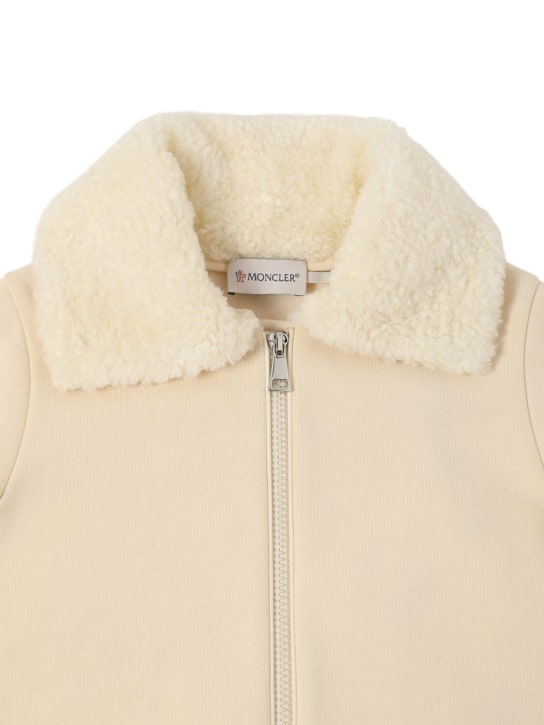 Moncler: Brushed cotton fleece zip-up sweatshirt - kids-girls_1 | Luisa Via Roma