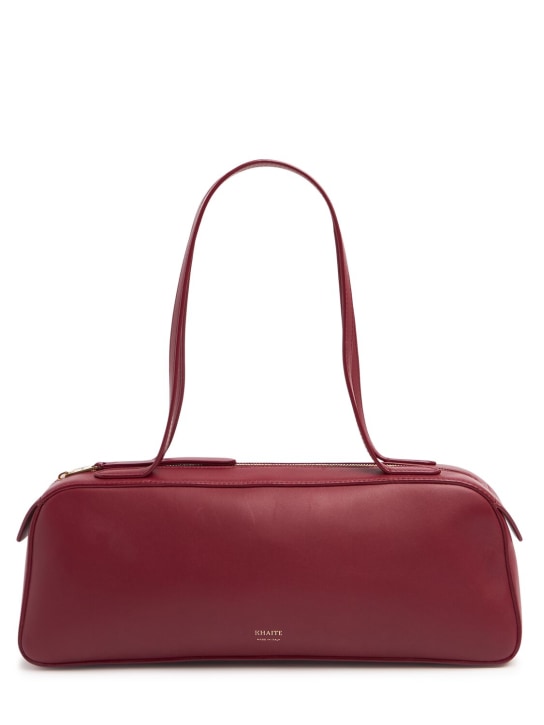 Khaite: Simona smooth leather shoulder bag - Oxblood - women_0 | Luisa Via Roma