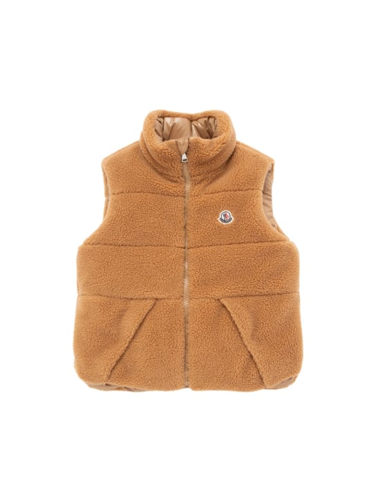 Moncler: Colbricon tech & wool down vest - Beige - kids-boys_0 | Luisa Via Roma