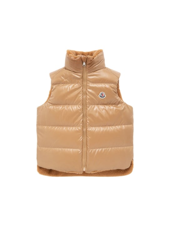 Moncler: Colbricon tech & wool down vest - Beige - kids-boys_1 | Luisa Via Roma