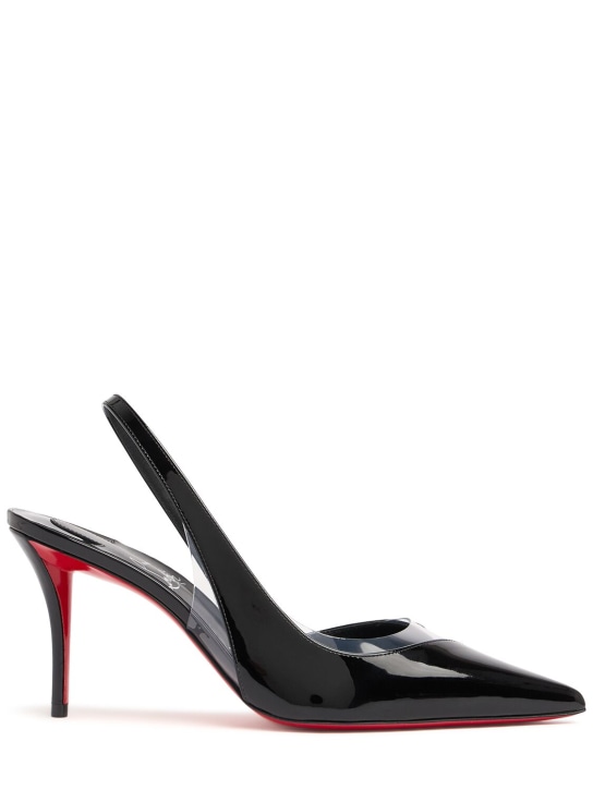 Christian Louboutin: Escarpins en cuir verni et PVC Posticha 80 mm - Noir - women_0 | Luisa Via Roma