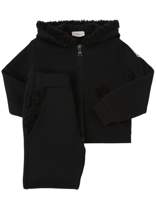 Moncler: Cotton fleece sweatshirt & sweatpants - kids-girls_0 | Luisa Via Roma