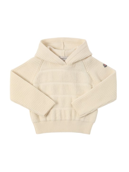 Moncler: Carded wool hooded sweatshirt - kids-girls_0 | Luisa Via Roma