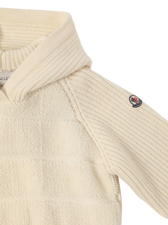 Moncler: Carded wool hooded sweatshirt - kids-girls_1 | Luisa Via Roma