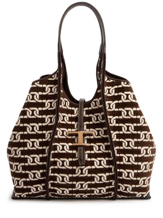 Tod's: Medium Tsb embroidered shoulder bag - Marrone Africa - women_0 | Luisa Via Roma