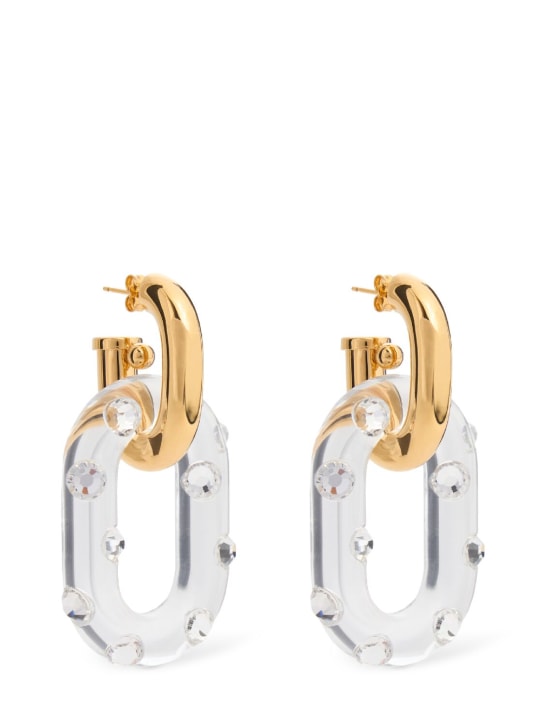 Rabanne: Xl link drop earrings - Gold/Crystal - women_0 | Luisa Via Roma