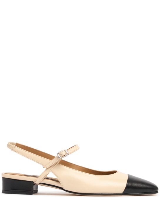 Carel: 20mm Oceano leather slingback heels - Beige/Black Cal - women_0 | Luisa Via Roma