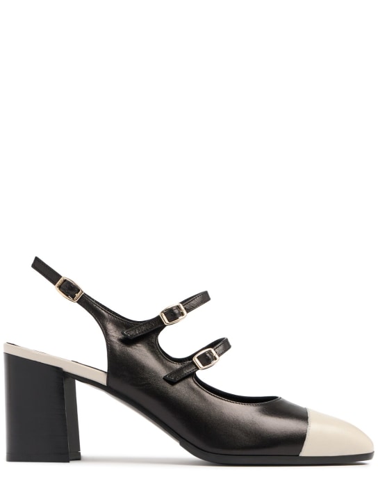 Carel: 60mm Papaya leather slingback pumps - Black/Beige Nap - women_0 | Luisa Via Roma