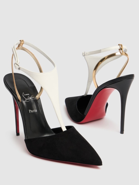Christian Louboutin: 100毫米Athina麂皮高跟鞋 - 黑色 - women_2 | Luisa Via Roma