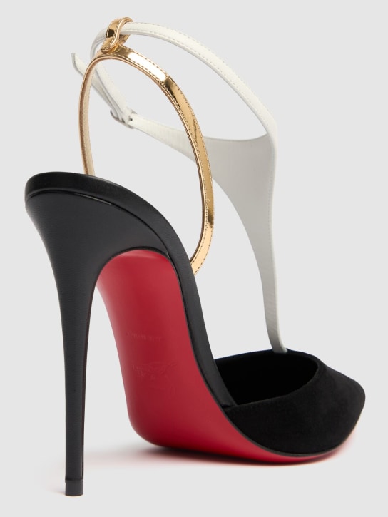 Christian Louboutin: 100毫米Athina麂皮高跟鞋 - 黑色 - women_3 | Luisa Via Roma