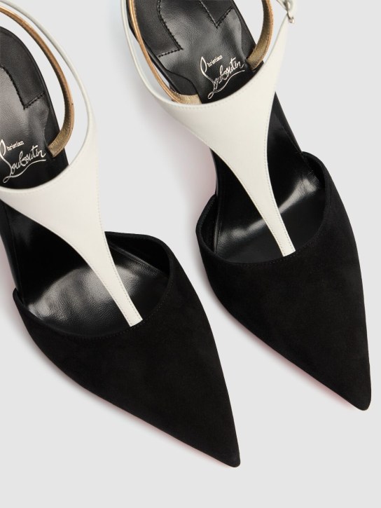 Christian Louboutin: 100毫米Athina麂皮高跟鞋 - 黑色 - women_4 | Luisa Via Roma