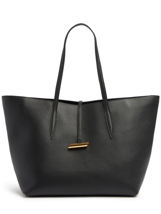 Little Liffner: Sac cabas en cuir grainé Penne - Noir - women_0 | Luisa Via Roma