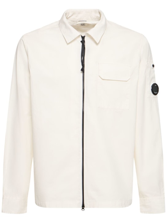C.P. Company: Cotton gabardine zipped overshirt - Gauze White - men_0 | Luisa Via Roma