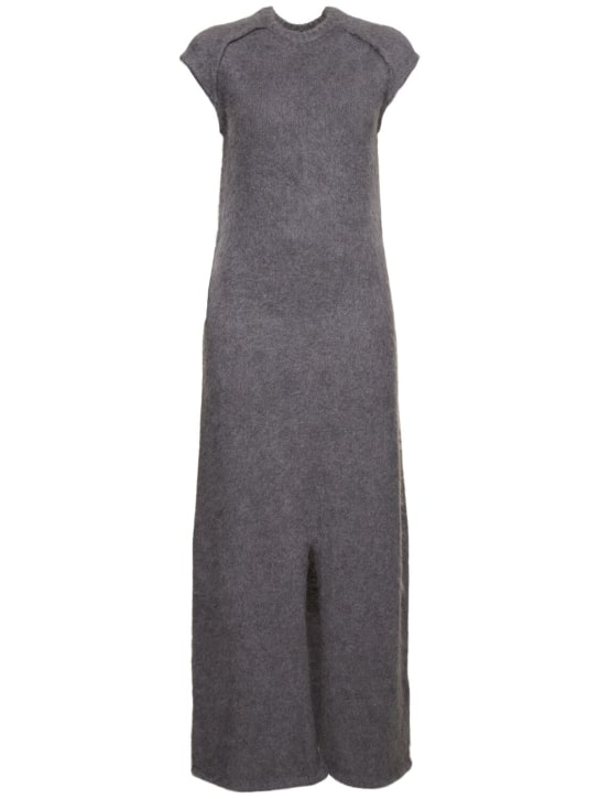 Jil Sander: Boiled wool brushed knit long dress - Dark Grey - women_0 | Luisa Via Roma