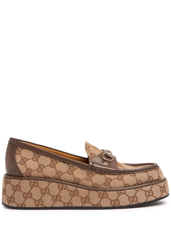 Gucci: Ilde canvas loafers - Ebenholz - women_0 | Luisa Via Roma