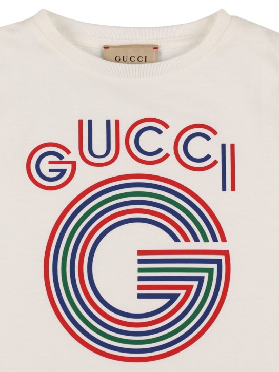 Gucci: Gucci logo cotton jersey t-shirt - White/Multi - kids-girls_1 | Luisa Via Roma