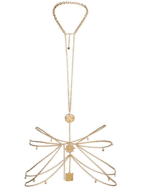 Rabanne: Medals body necklace - Gold - women_0 | Luisa Via Roma