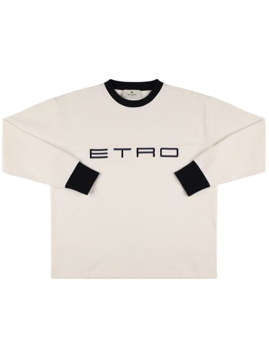 Etro: Felpa in cotone con logo - Bianco - kids-girls_0 | Luisa Via Roma