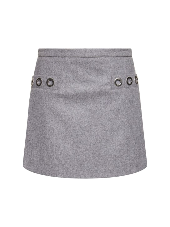 MSGM: Wool knit embellished mini skirt - Grey - women_0 | Luisa Via Roma