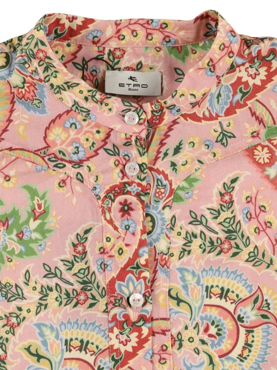 Etro: Camisa de popelina de algodón estampada - Rosa/Multicolor - kids-girls_1 | Luisa Via Roma