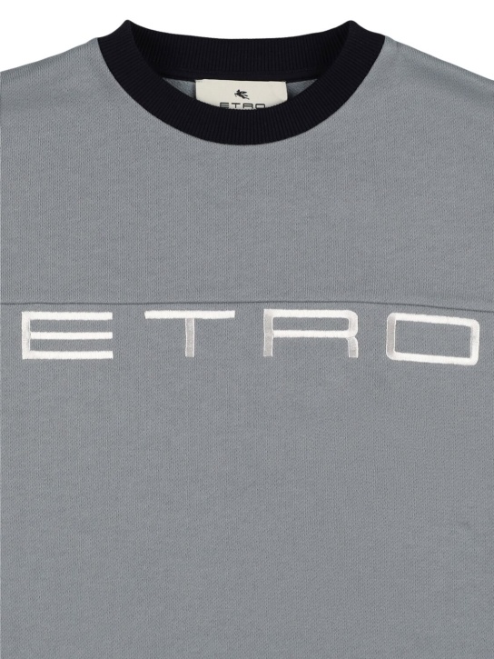 Etro: Logo cotton crewneck sweatshirt - Light Blue - kids-boys_1 | Luisa Via Roma