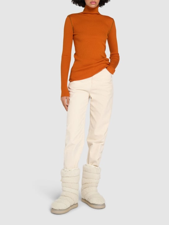 Moncler: Wool blend polo neck jumper - Orange - women_1 | Luisa Via Roma