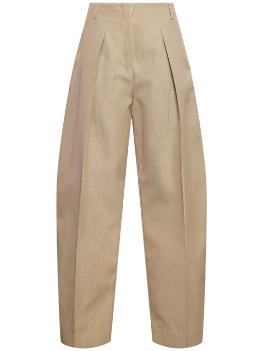 Jacquemus: Le Pantalon Ovalo wool blend wide pants - Beige - women_0 | Luisa Via Roma