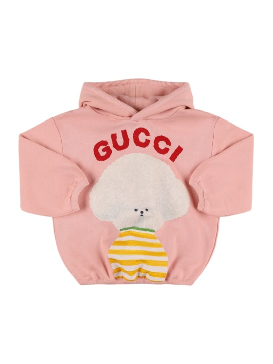 Gucci: Felpa in cotone con cappuccio - Smooth Pink - kids-girls_0 | Luisa Via Roma