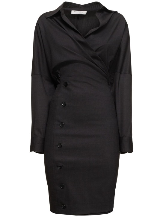 Philosophy Di Lorenzo Serafini: Tropical wool blend flared mini dress - women_0 | Luisa Via Roma