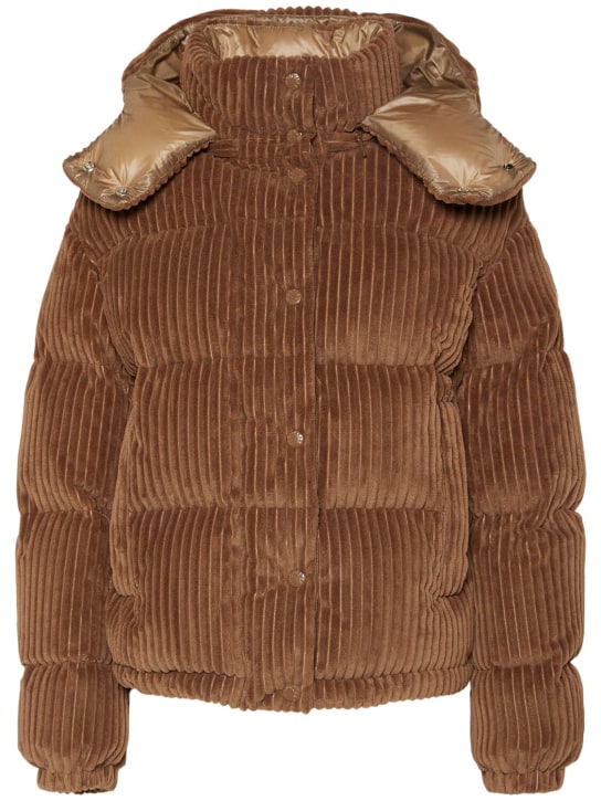 Moncler: Daos Chenille tech down jacket - Café - women_0 | Luisa Via Roma