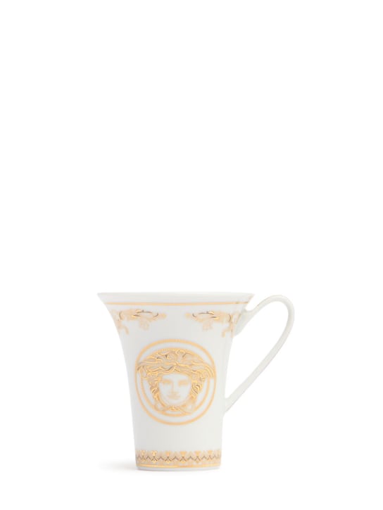 Versace: Medusa Gold espresso cup & saucer - White - ecraft_0 | Luisa Via Roma