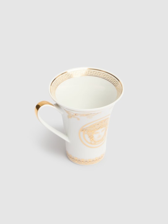 Versace: Medusa Gold espresso cup & saucer - White - ecraft_1 | Luisa Via Roma