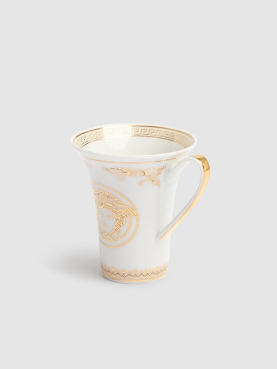 Versace: Medusa Gold espresso cup & saucer - White - ecraft_2 | Luisa Via Roma